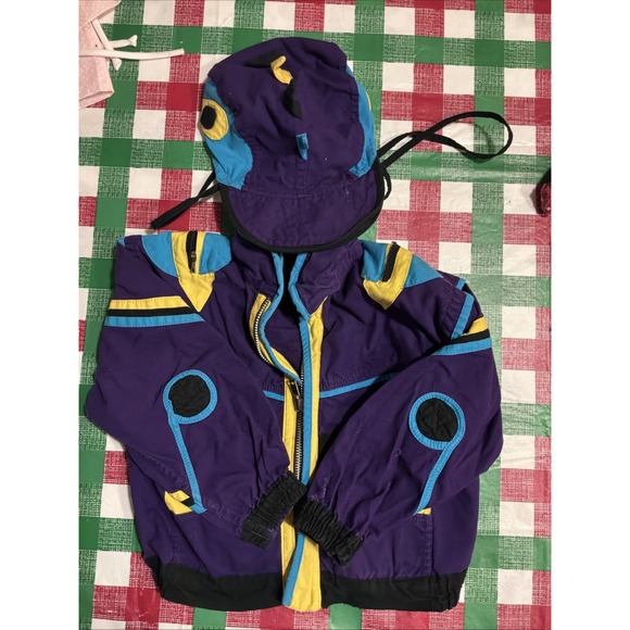 Bali Zoo Funwear 2T Jacket Y2K SkaterBird Theme with Hat Rare Color Block Vtg